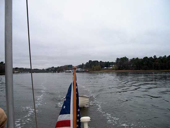 Looking back towards Royal River Boatyard in Yarmouth